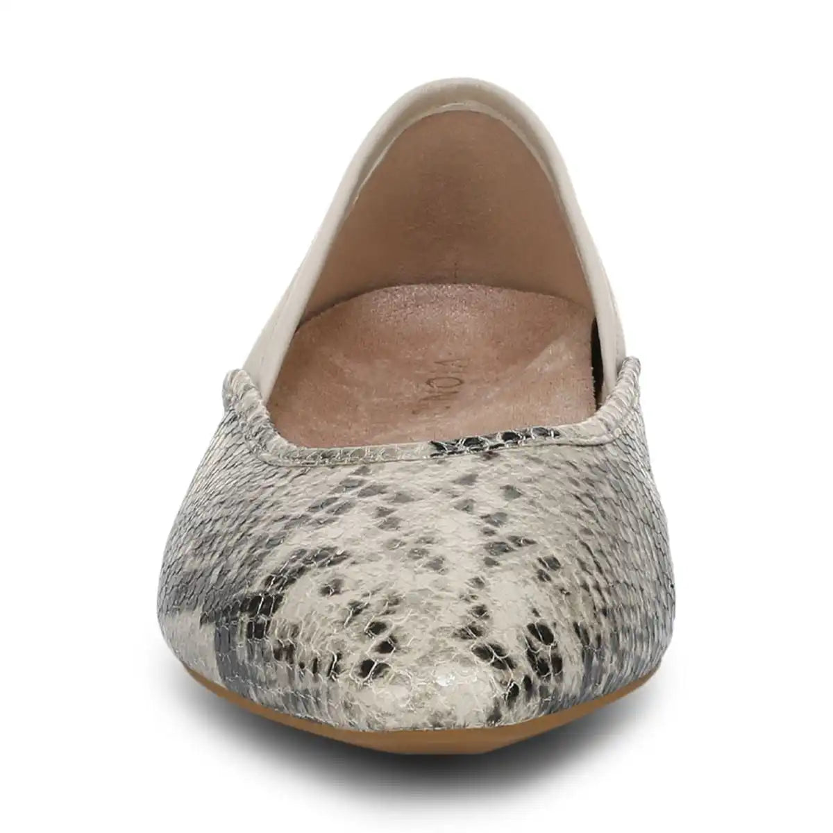 Gracia Ballet Flat Cream Snake Print Leather