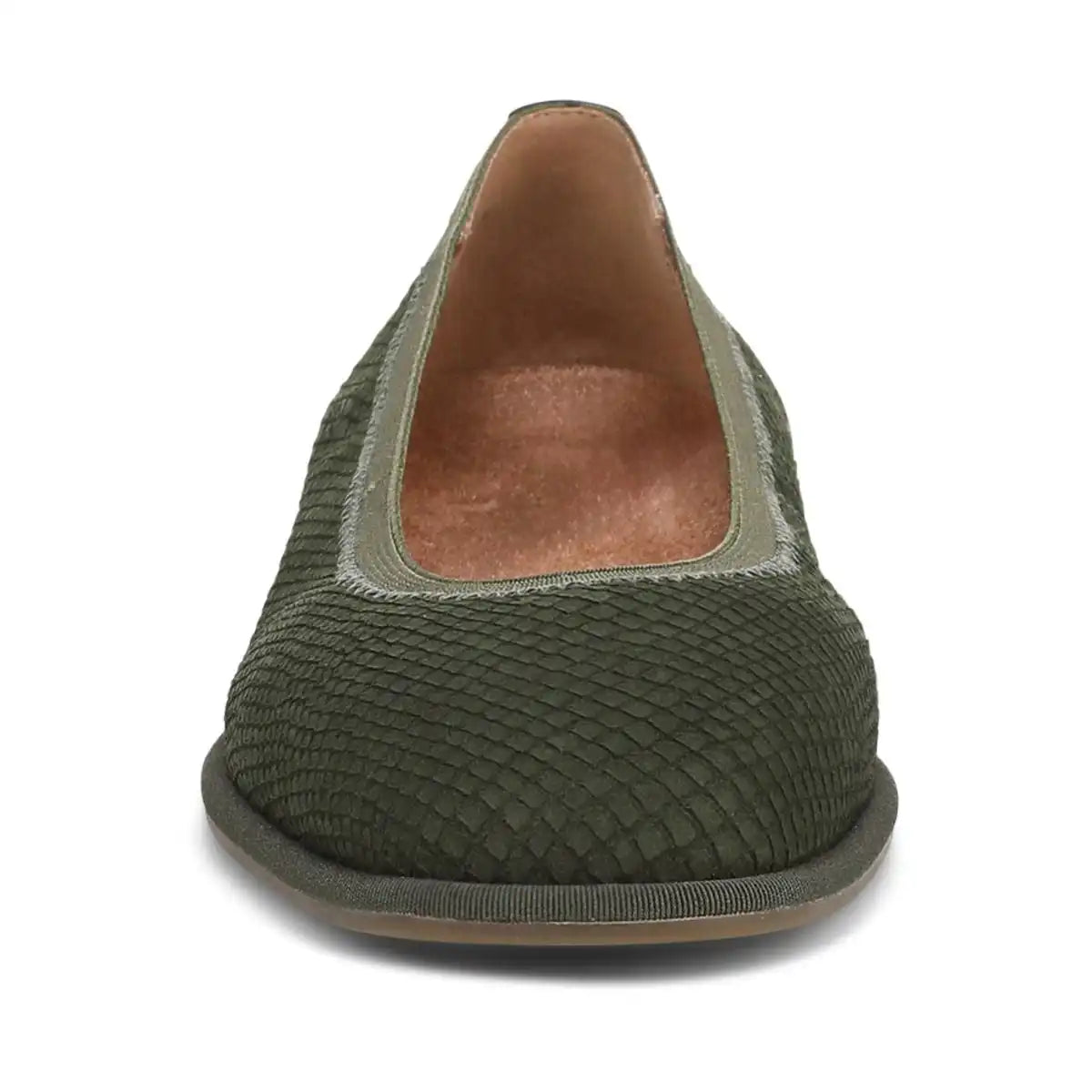 Caroll 2.0 Ballet Flat Olive Moss Snake Embossed Nubuck