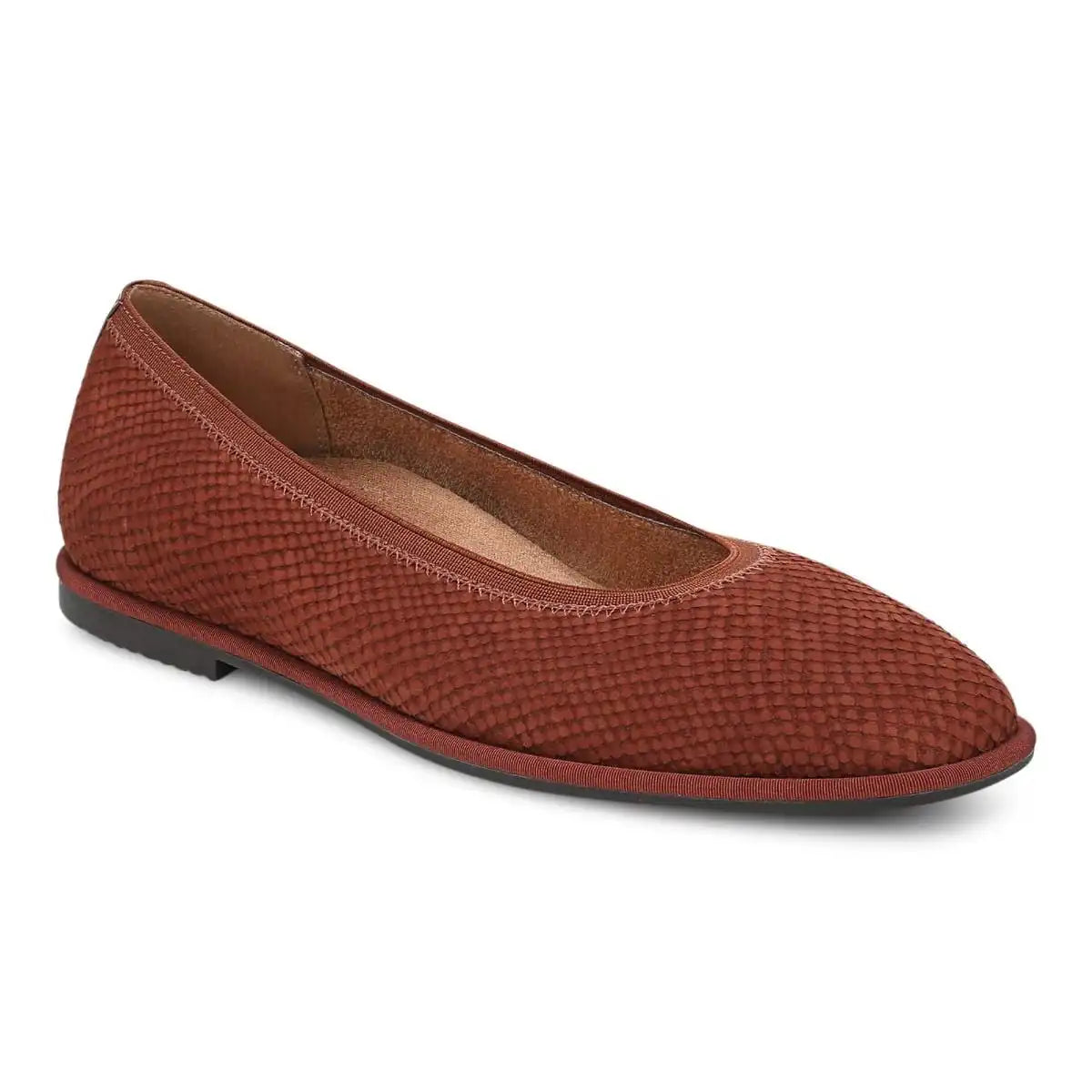 Caroll 2.0 Ballet Flat Baked Clay Snake Embossed Nubuck