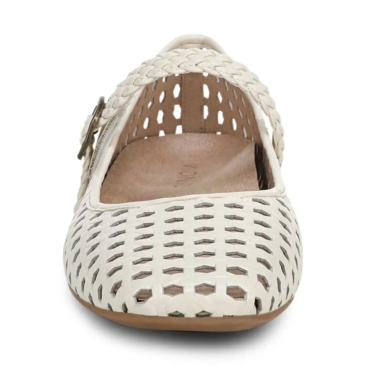 Alameda Woven Mary Jane Flat Ivory Leather