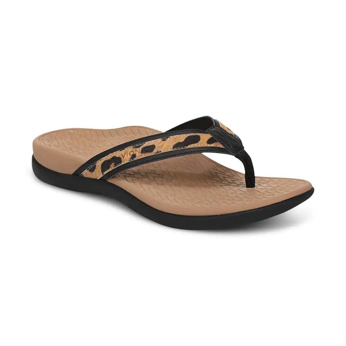 Tide 2.0 Toe Post Sandal Black Leopard Print Suede