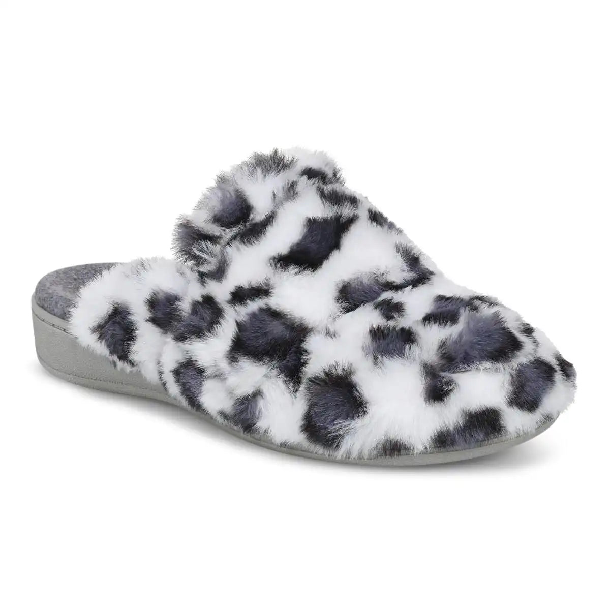 Gemma II Mule Slippers White Leopard Print Fur