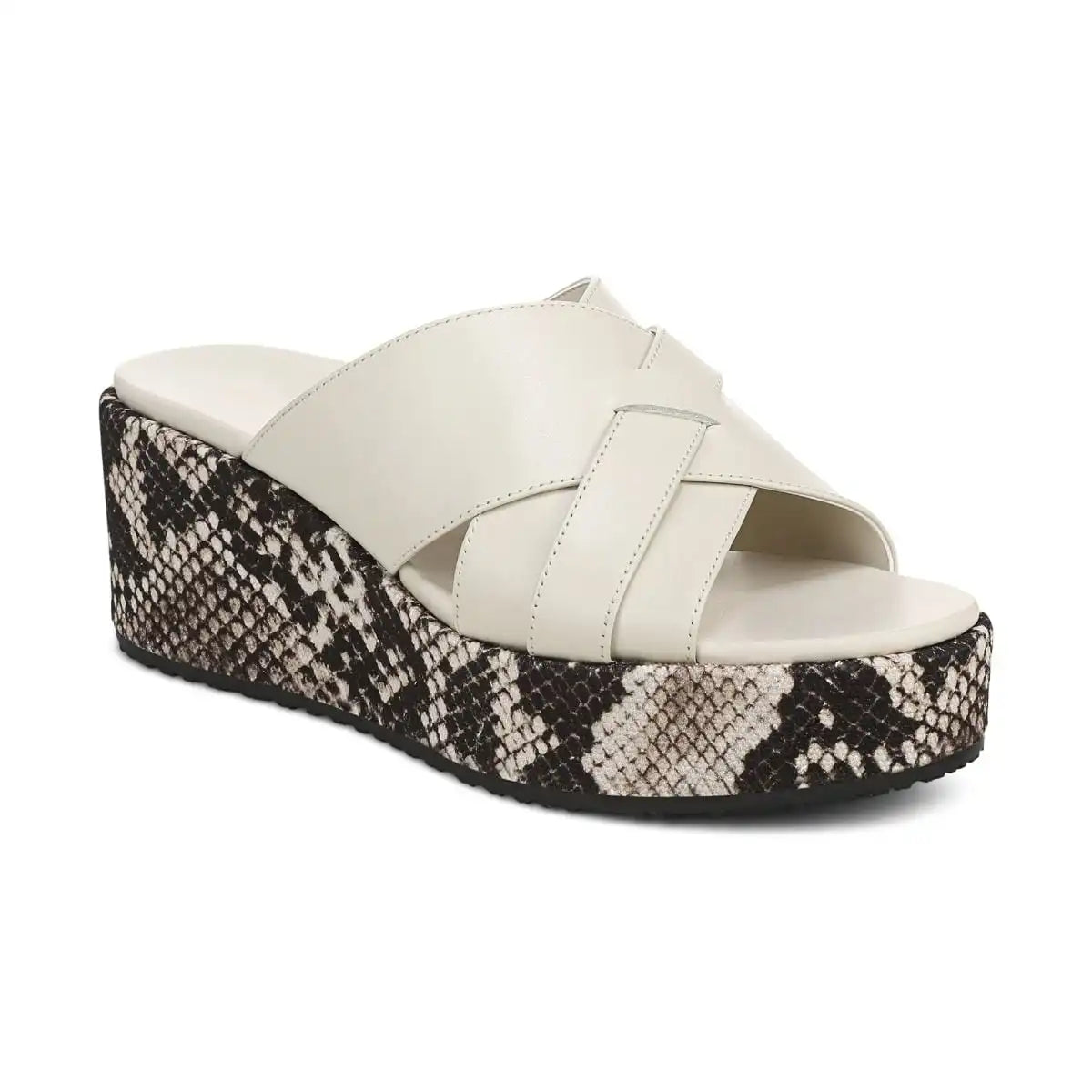 Dawn Wedge Slide Sandal Cream Leather
