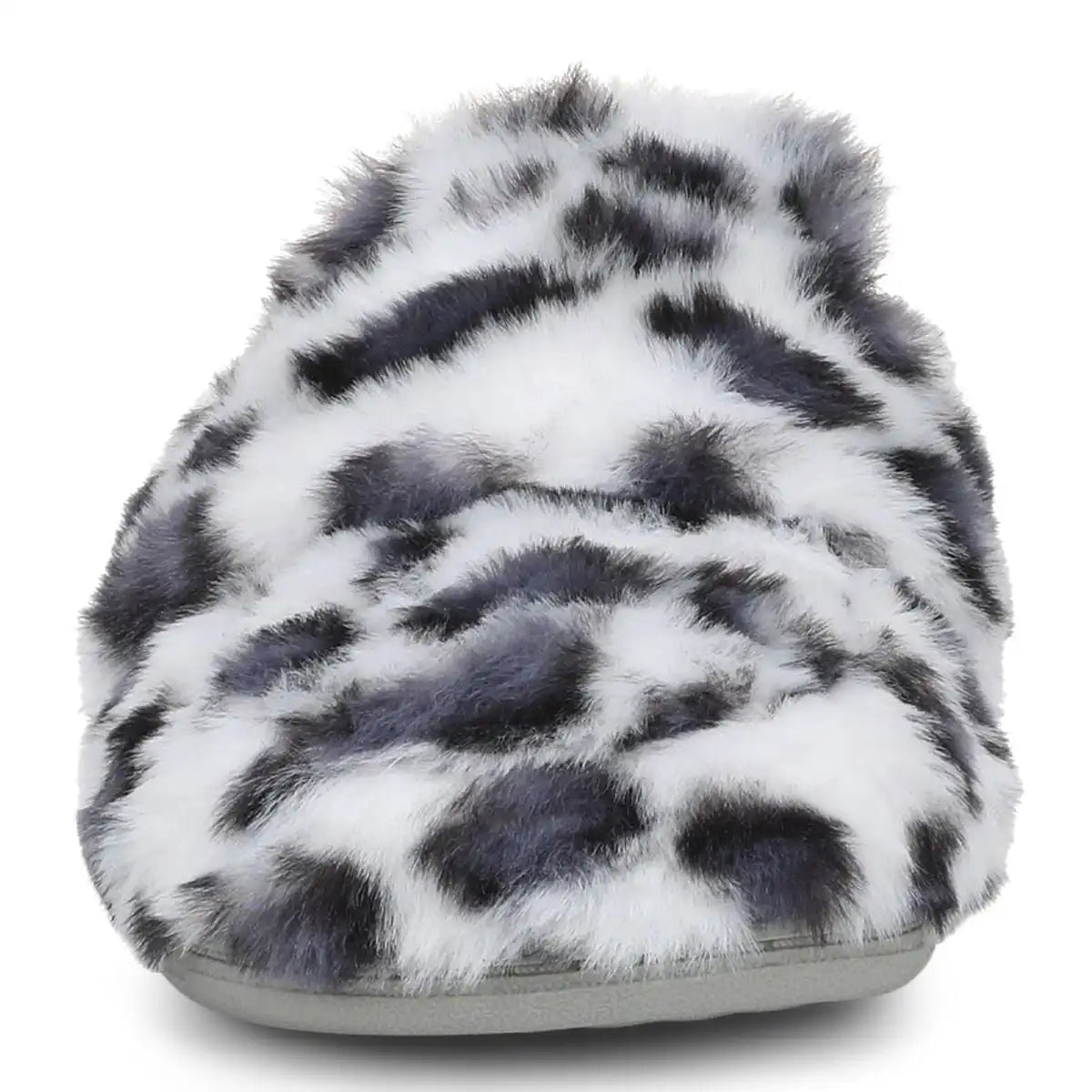 Gemma II Mule Slippers White Leopard Print Fur