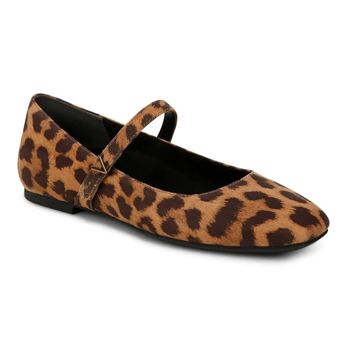 Alameda Mary Jane Flat Tan Leopard Print Suede
