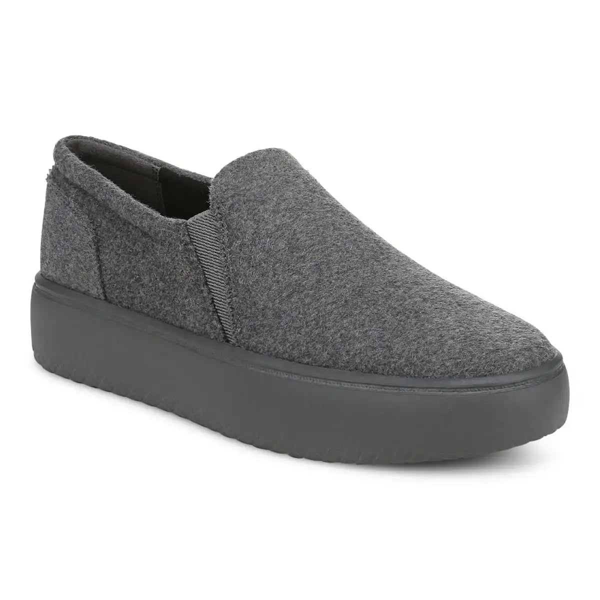Ellen Platform Slip On Sneaker Dark Grey Wool Flannel