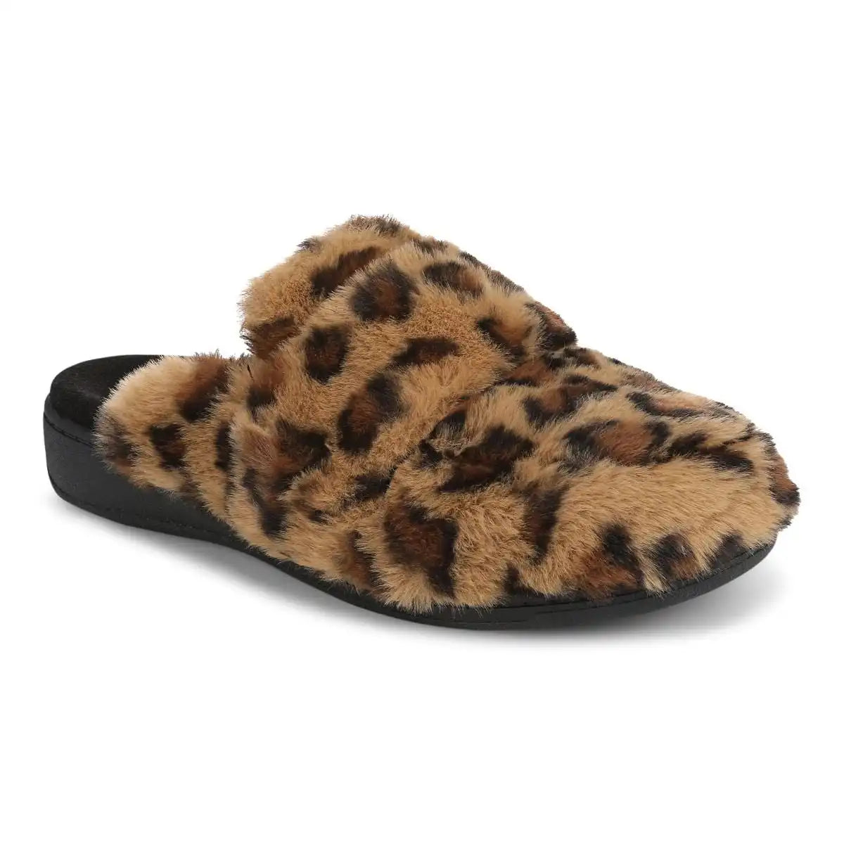 Gemma II Mule Slippers Brown Leopard Print Fur