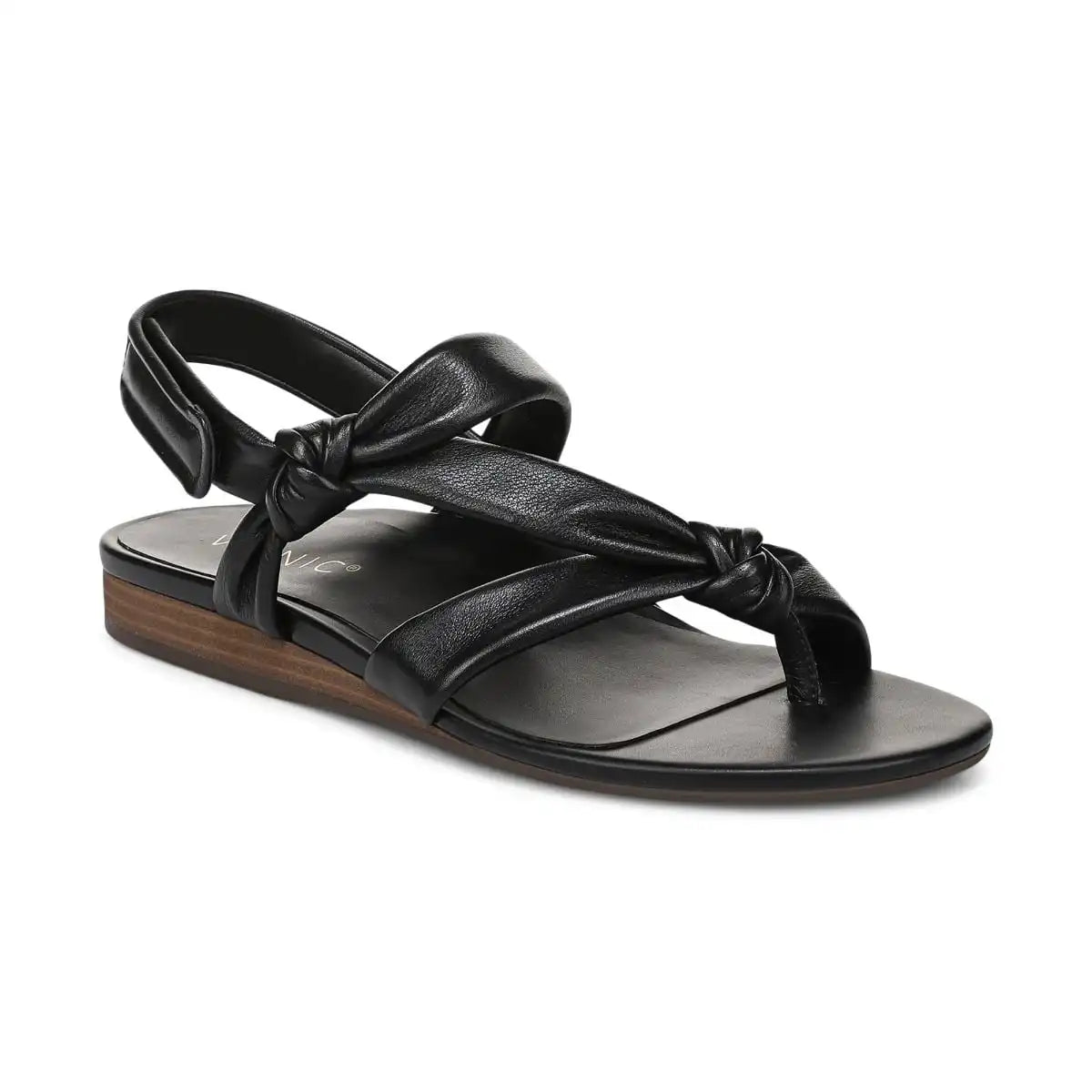 Geneva Strappy Toe Post Sandal Black Leather