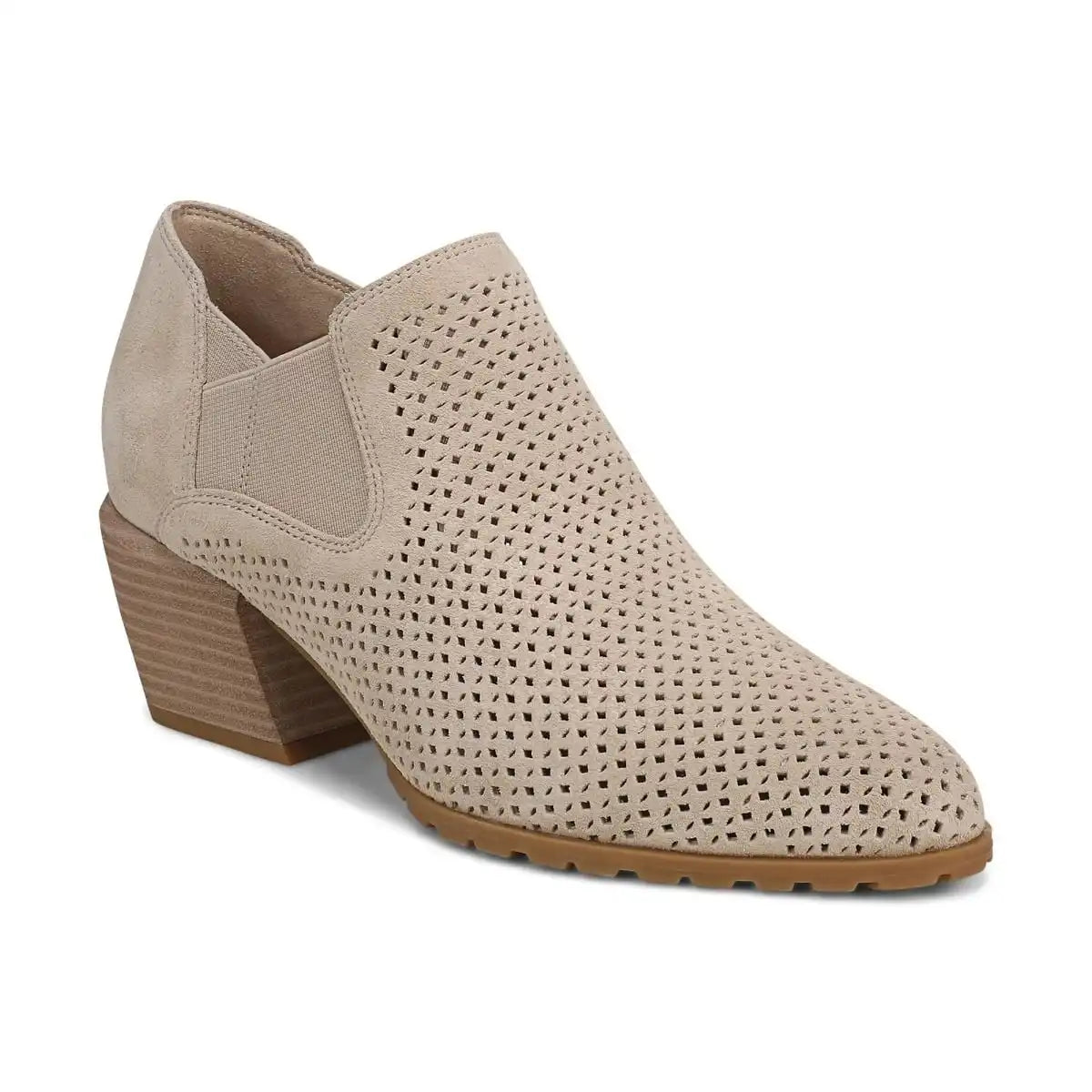 Bethany Perf Heeled Ankle Boot Lucid Beige Suede