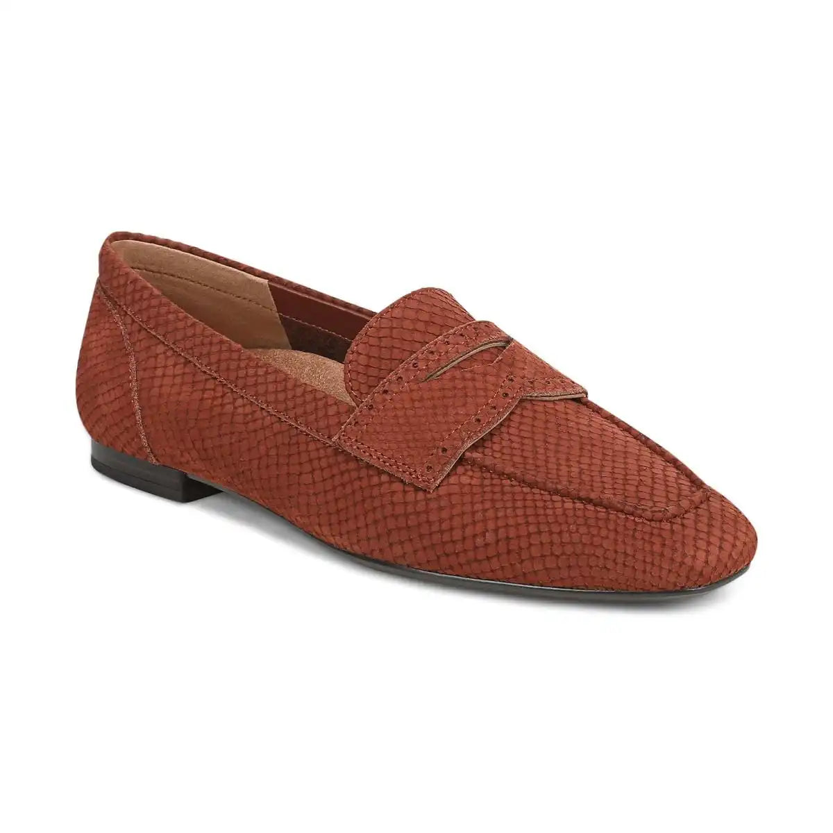 Sadie Loafer Baked Clay Snake Embossed Nubuck
