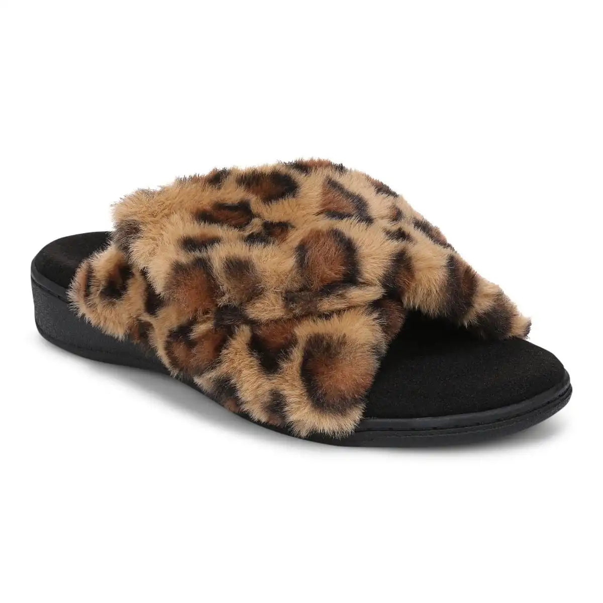 Relax II Slippers Brown Leopard Print Fur
