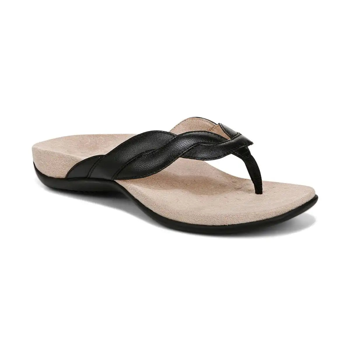 Bella Braid Toe Post Sandal Black Nappa