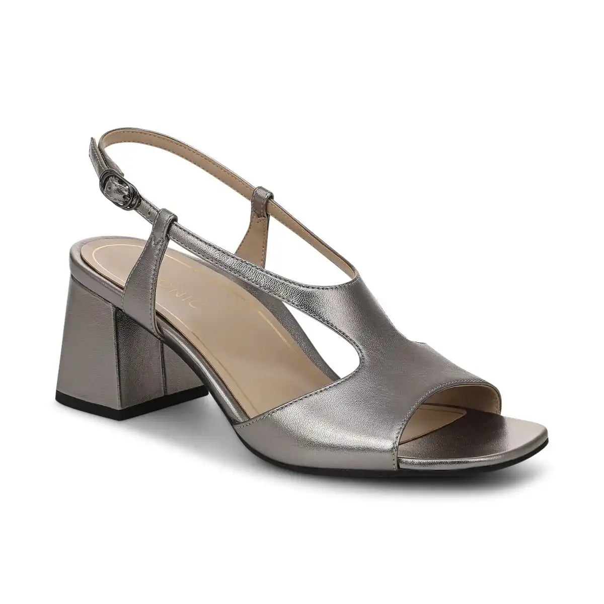 Raquel Heeled Sandal Pewter Leather