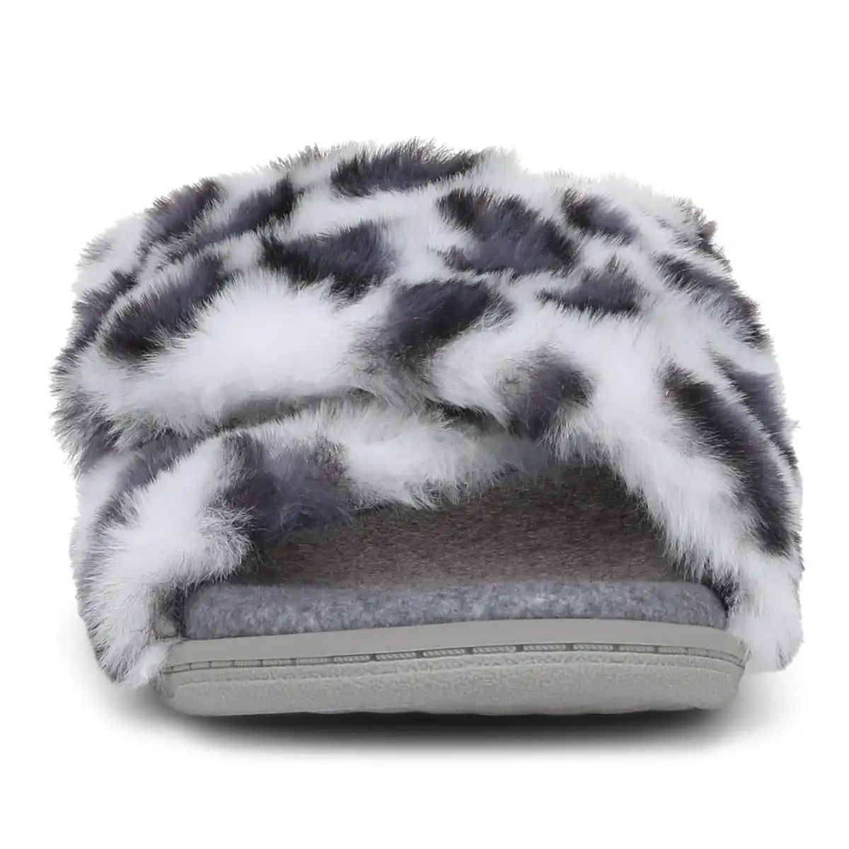 Relax II Slippers White Leopard Print Fur