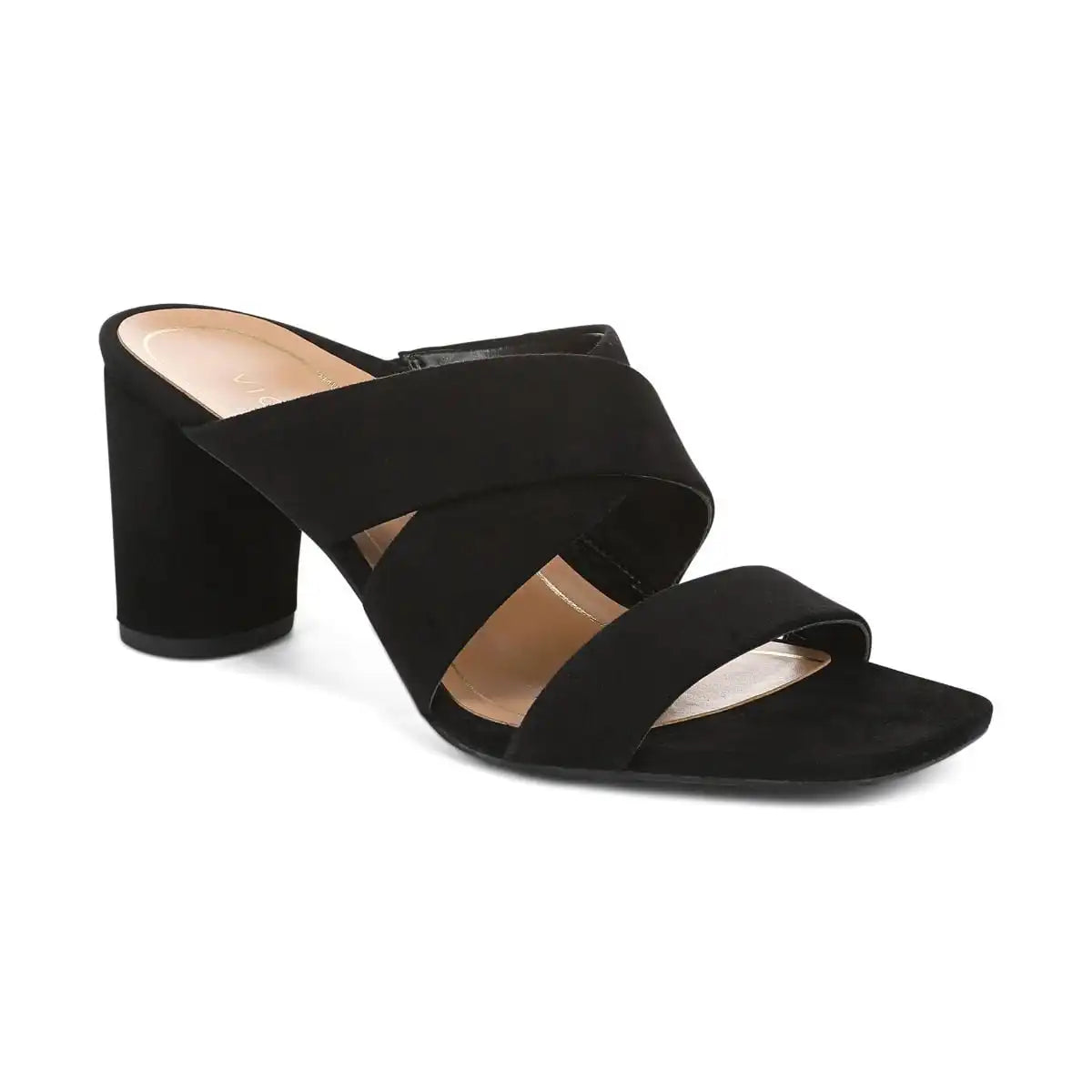 Merlot Heeled Slide Sandal Black Suede