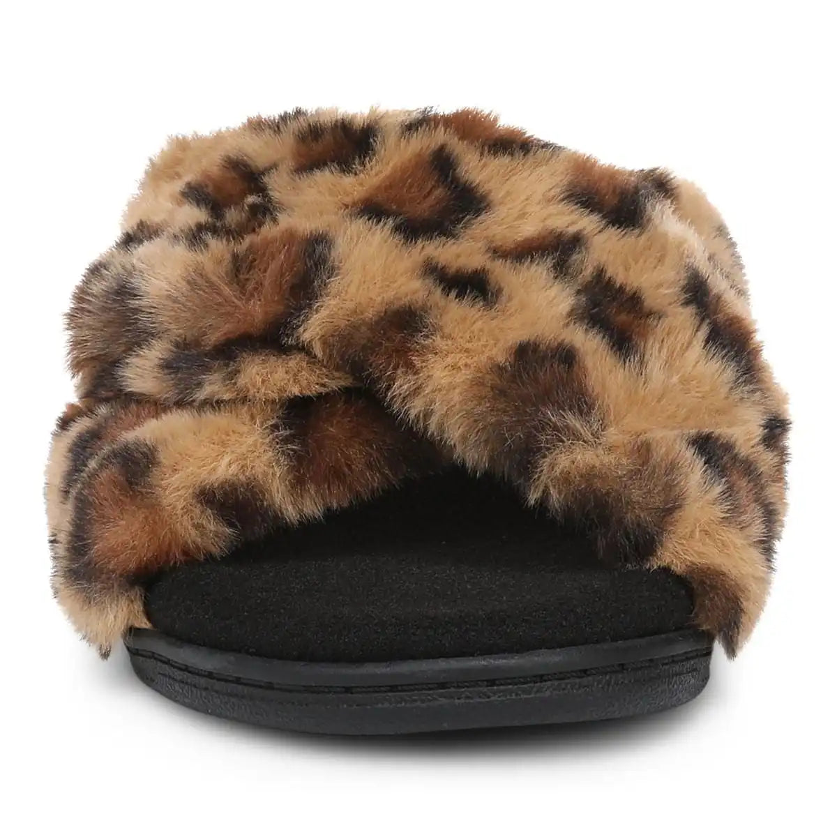 Relax II Slippers Brown Leopard Print Fur