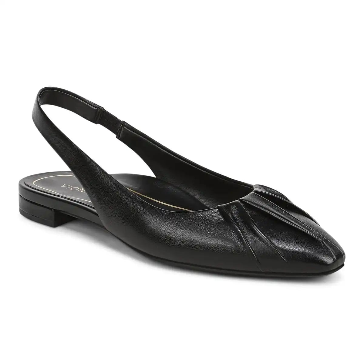 Gabriela Slingback Flat Black Leather