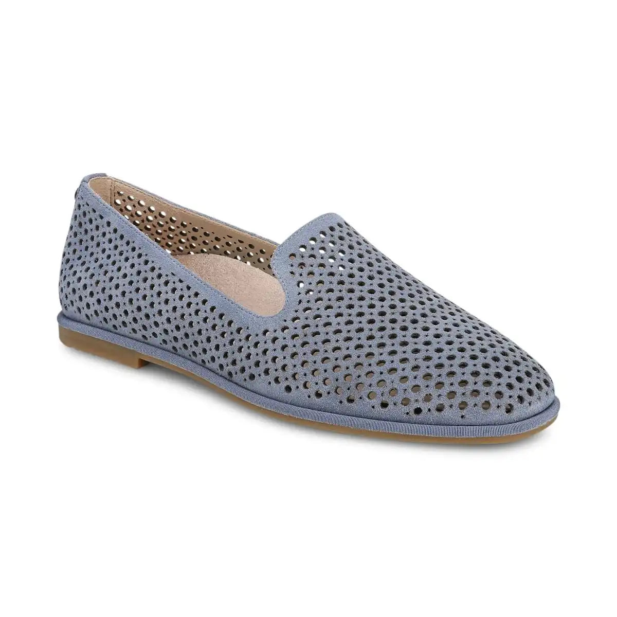 Willa 2.0 Perf Slip on Flat Pacific Blue Suede