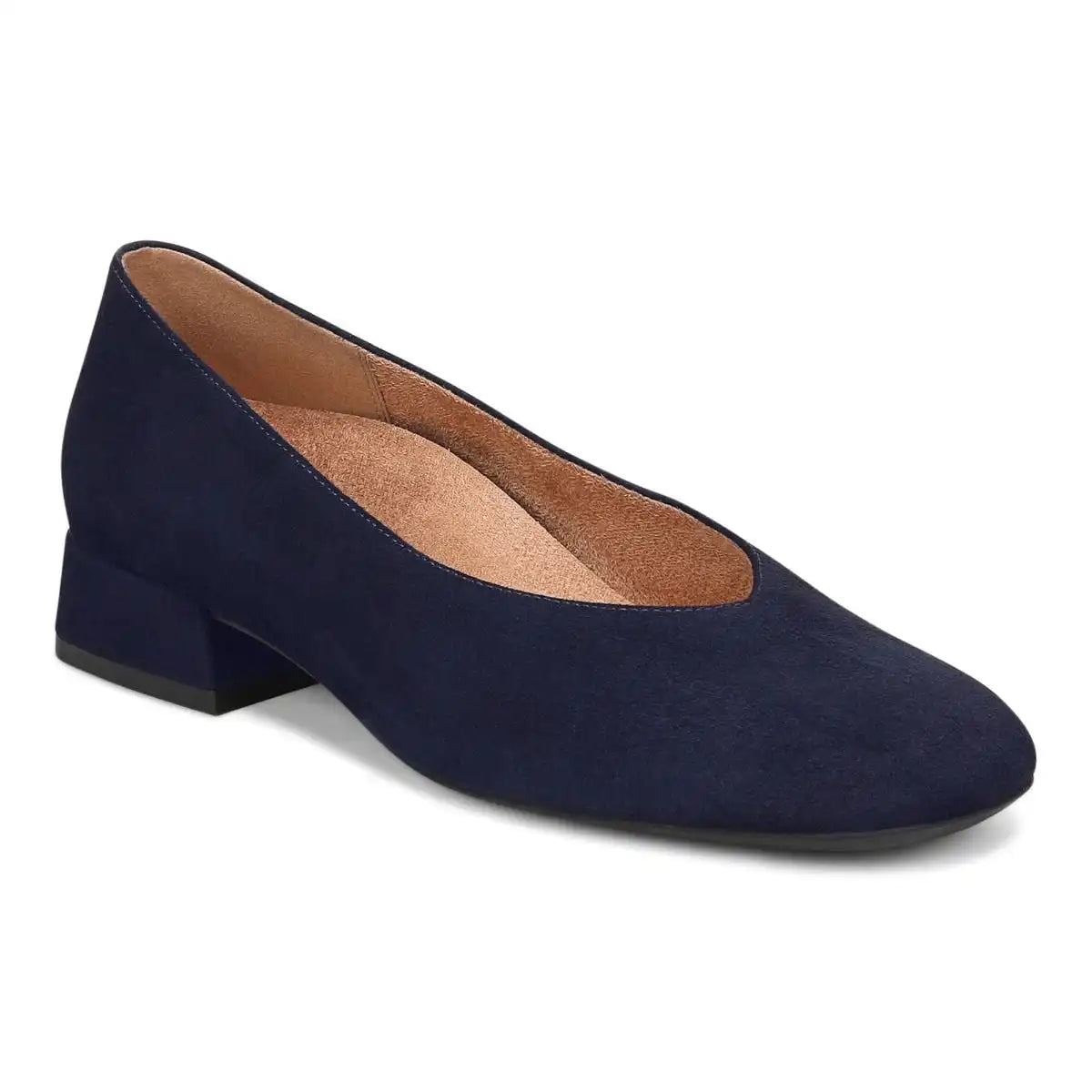 Petra Heeled Ballet Flat Navy Blazer Suede