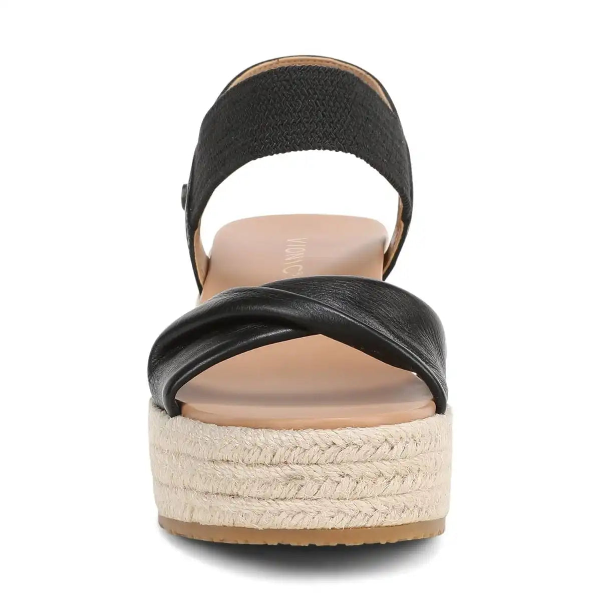 Darla Espadrille Wedge Sandal Black Leather