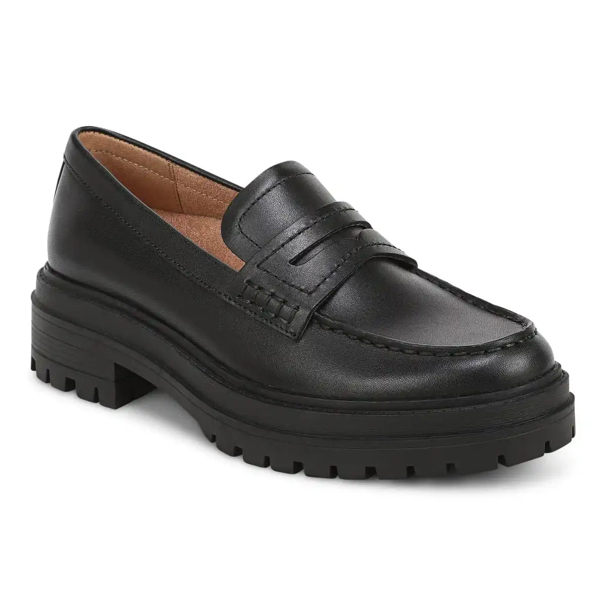 Georgia Lug Sole Loafer Black Leather