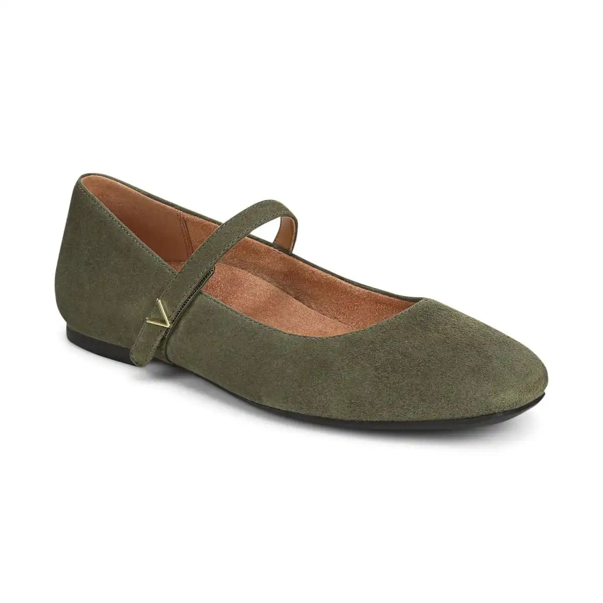 Alameda Mary Jane Flat Dark Olive Suede